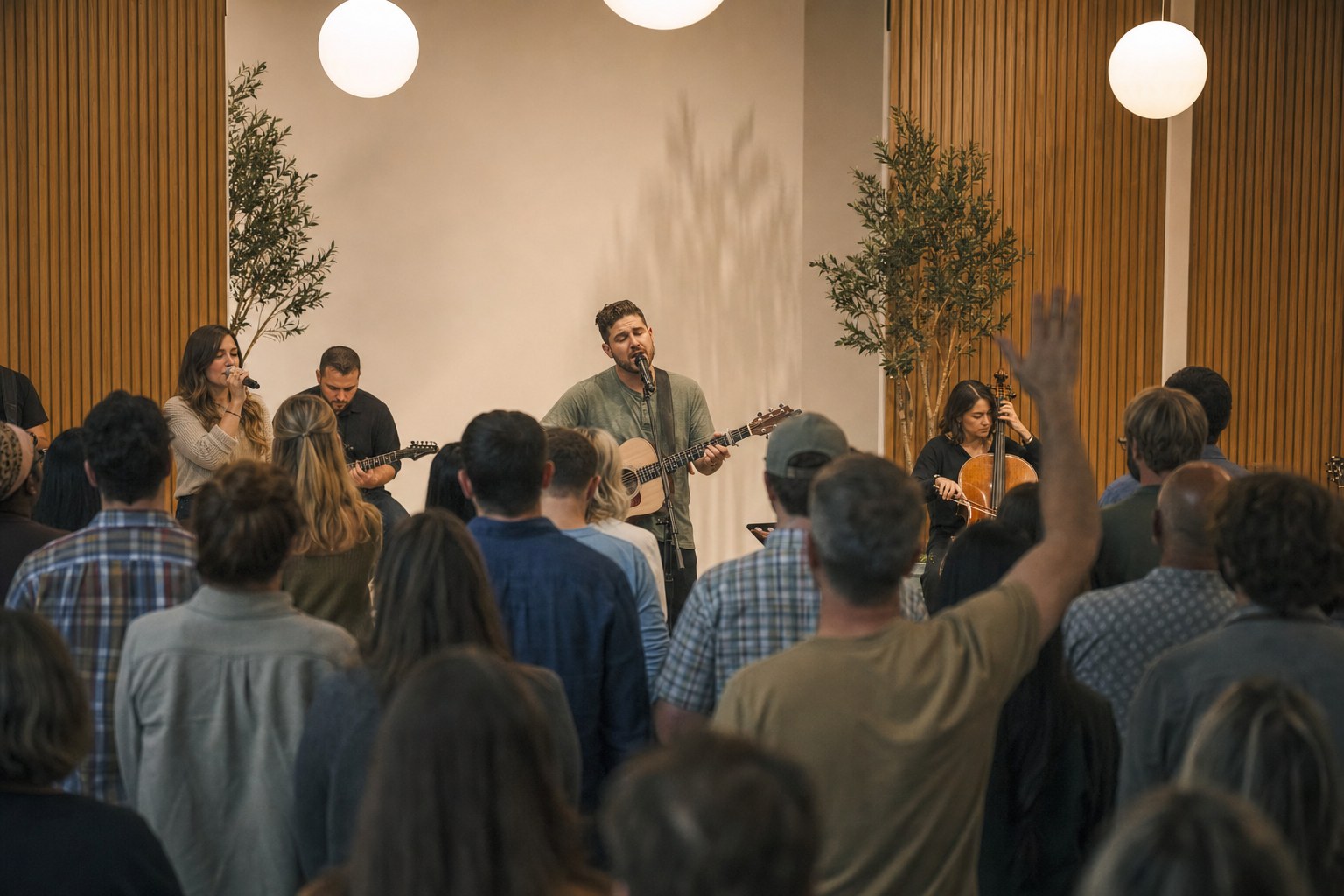 People gathering for a Wrenhaven Sunday at the Bentonville campus